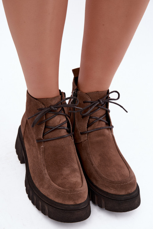 Warmes Kunstveloursleder-Ankle Boots Zazoo 60594 braun