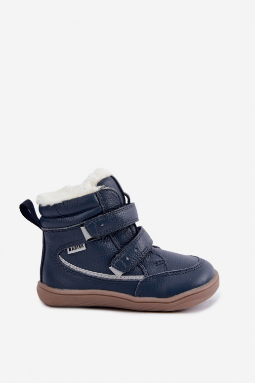 Leder Kinder Schneestiefel Barefoot Bartek 8401456 dunkelblau