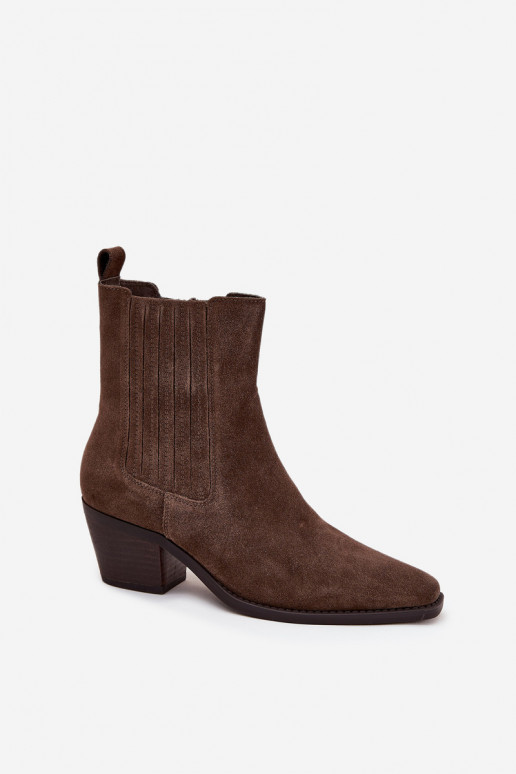 Kunstveloursleder Stiefeletten mit Isolierung innen, in Khaki Arelia