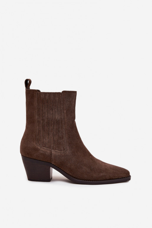 Kunstveloursleder Stiefeletten mit Isolierung innen, in Khaki Arelia