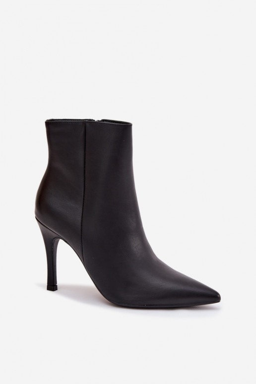 Isolierte Damen Stiefeletten mit dünnen Absätzen, aus Kunstleder, in Schwarz Nolisse