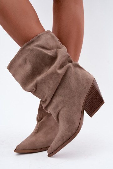 Damen gewellte Stiefeletten mit Blockabsatz in sandfarben Cazela 2