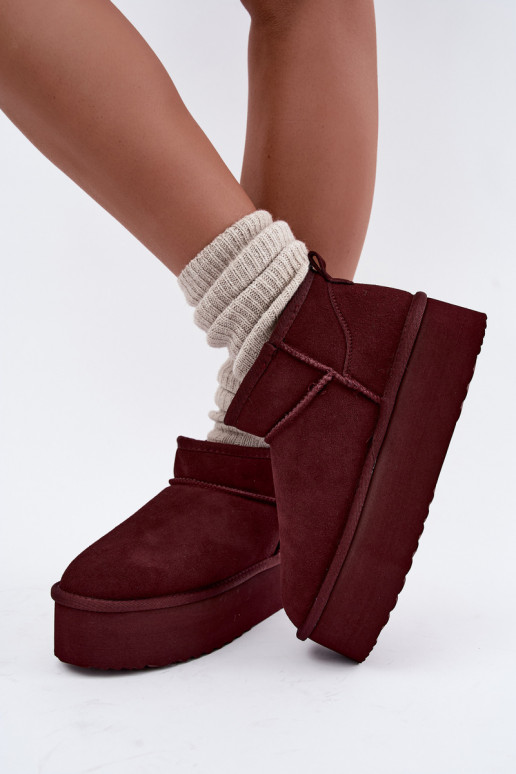 Damen Schneestiefel aus natürlichem Veloursleder in bordeauxfarbener Farbe Tairene