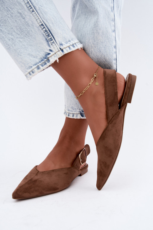 Damen Ballerinas mit Schnallen in brauner Farbe Tanelia
