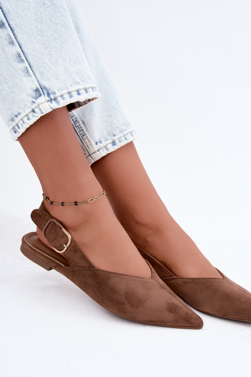 Damen Ballerinas mit Schnallen in brauner Farbe Tanelia