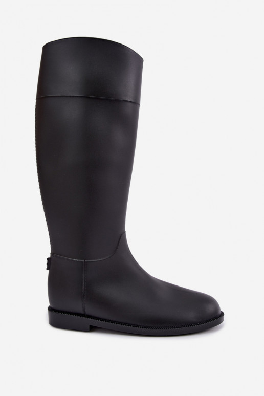 Damen hohe Gummistiefel mit breiten Absätzen in schwarzer Farbe Melianne