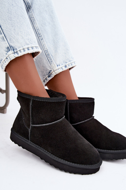 Haut aus INildleder Schneestiefel sich Zuarm laufen mit Fell innen schZuarze Farbe Amandine