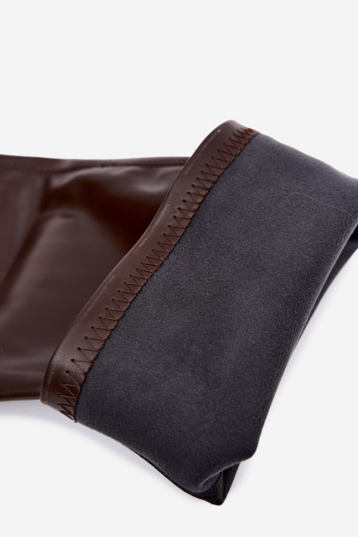 Schokoladenfarbene Überknie-Stiefel mit Absatz Primelle
