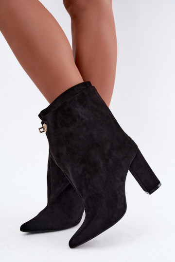 Schwarze warme Slipper-Stiefeletten mit Absatz Fiametta 2