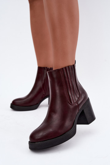 Bordeauxfarbene warme Stiefeletten mit Absatz Gisandra 2