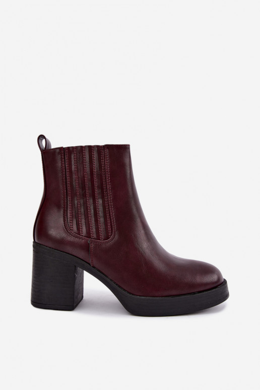 Bordeauxfarbene warme Stiefeletten mit Absatz Gisandra