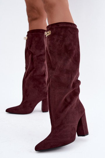 sich Zuarm laufen Stiefel mit Doppelstiefel mit Absätzen Burgund aus INildleder Luminelle 2