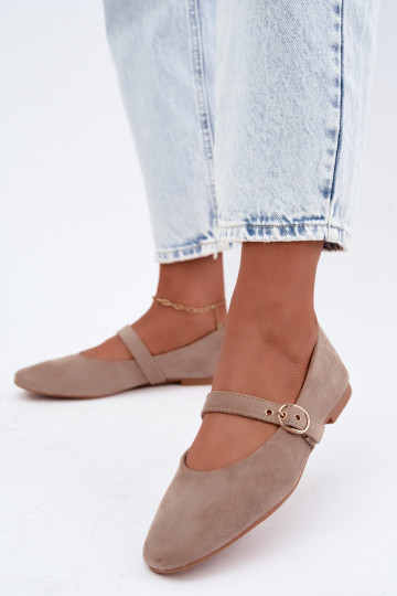 Ballerinas im Mary Jane Stil in Sandfarbe Nolenne