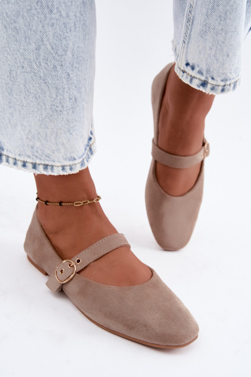 Ballerinas im Mary Jane Stil in Sandfarbe Nolenne