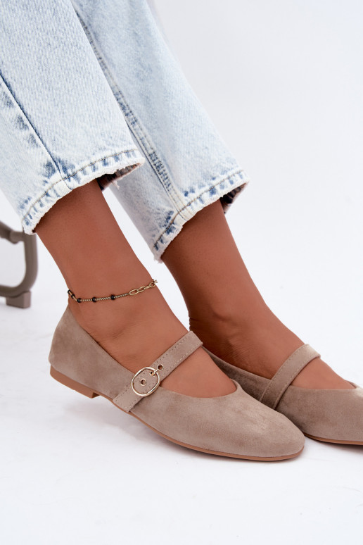 Ballerinas im Mary Jane Stil in Sandfarbe Nolenne