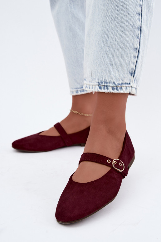 Ballerinas im Mary Jane Stil in Bordeauxfarbe Nolenne