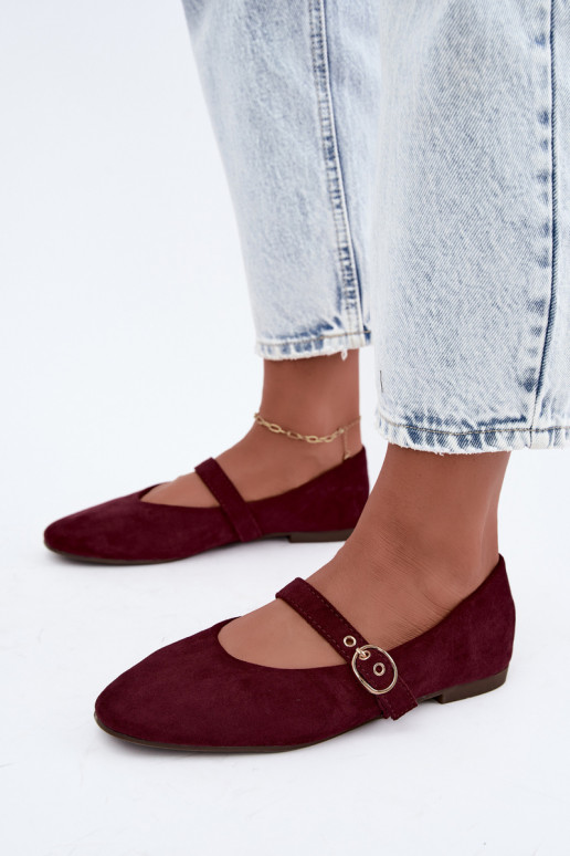 Ballerinas im Mary Jane Stil in Bordeauxfarbe Nolenne