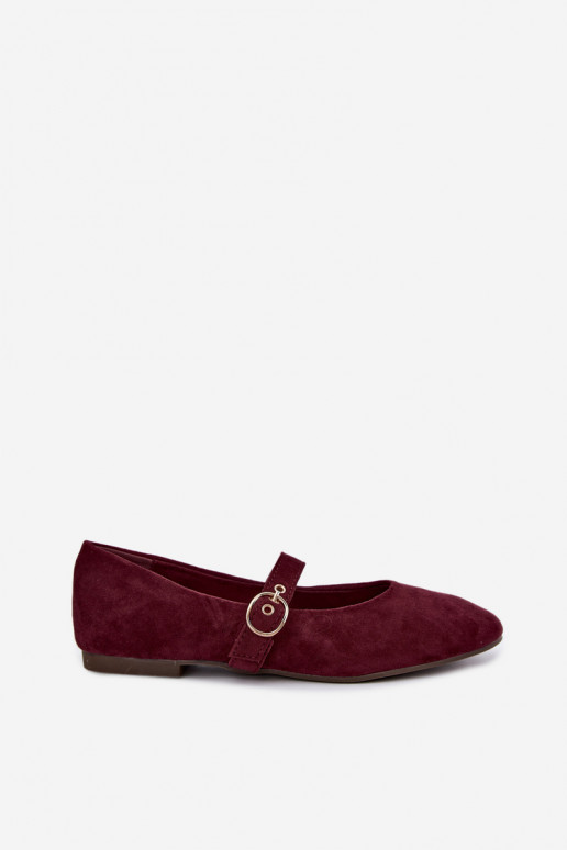 Ballerinas im Mary Jane Stil in Bordeauxfarbe Nolenne
