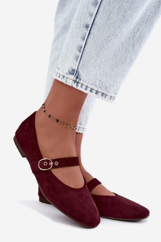 Ballerinas im Mary Jane Stil in Bordeauxfarbe Nolenne