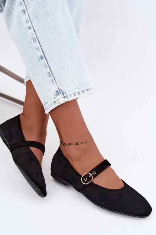 Ballerinas im Mary Jane Stil in schwarzer Farbe Nolenne