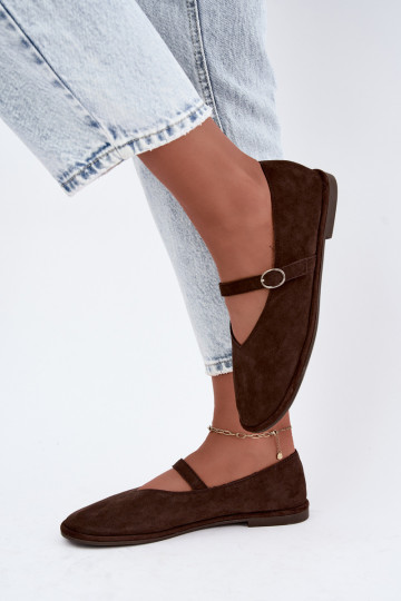 Barefoot Ballerinas mit Riemen in Schokoladenfarbe Rhoselle
