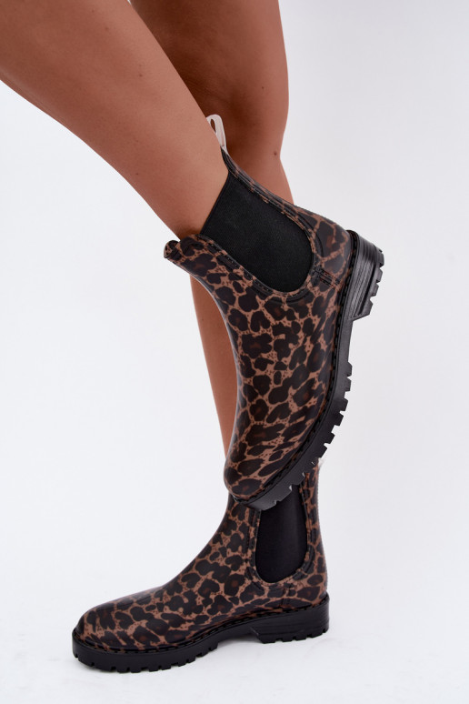 Gummistiefel für Frauen mit elastischen Einsätzen und Leopardenmuster Ciariel