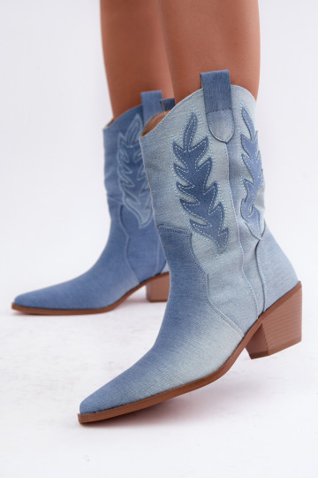 Schlüpfschuhe im Cowboy-Stil mit Absätzen aus Denim Ferelle 2