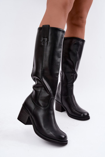 gefütterte kniehohe Stiefel mit Absätzen in schwarz Perrisa 2