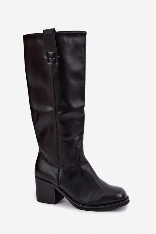 gefütterte kniehohe Stiefel mit Absätzen in schwarz Perrisa