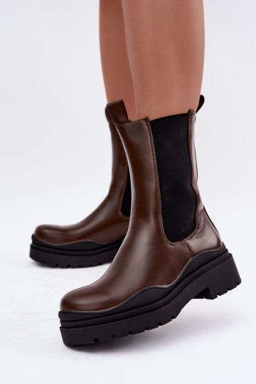 stilvolle gefütterte Stiefeletten mit Plateau in braun Rissana