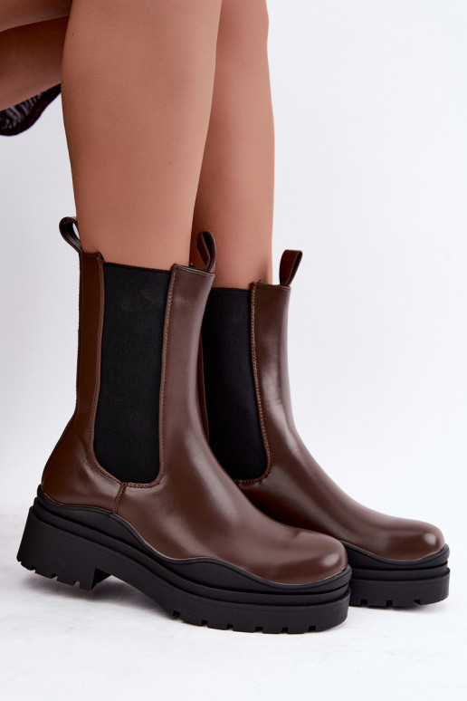 stilvolle gefütterte Stiefeletten mit Plateau in braun Rissana