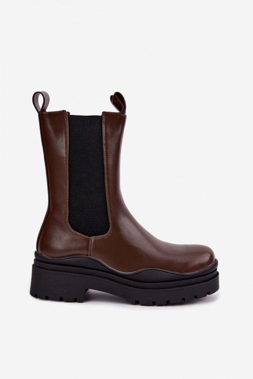 stilvolle gefütterte Stiefeletten mit Plateau in braun Rissana