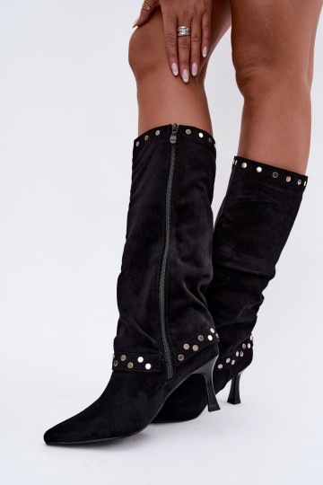 Schwarze isolierte lange Stiefel mit Dekoration Tai turiris 2