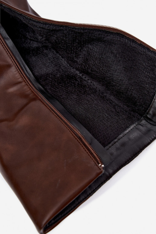Warme braune lange Stiefel mit Schnallen Astrella