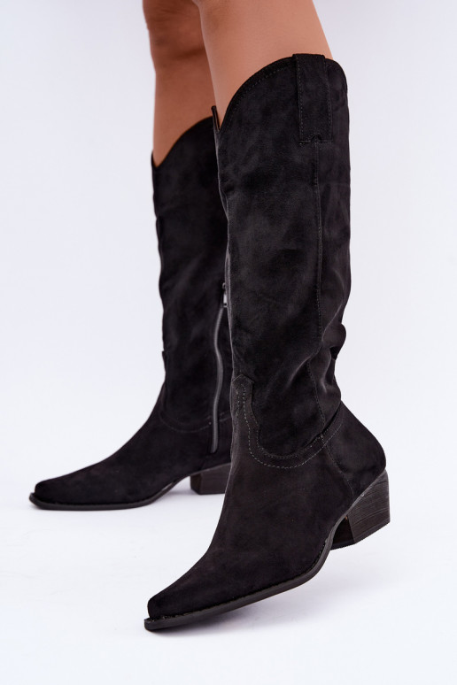 Schwarze Cowboy-Stiefel mit niedrigem Absatz Grisel