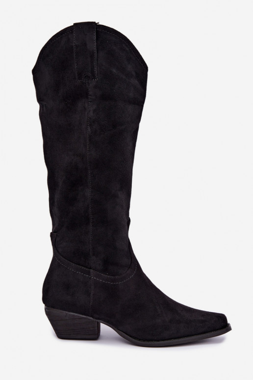 Schwarze Cowboy-Stiefel mit niedrigem Absatz Grisel