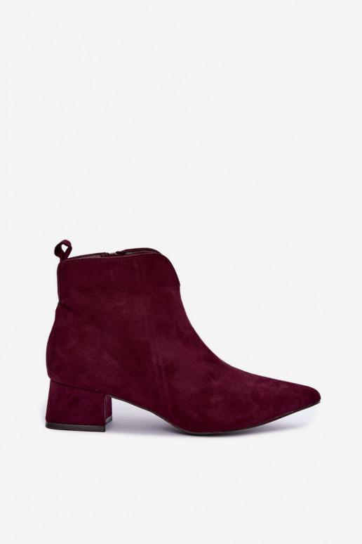 Bordeauxfarbene Stiefeletten mit spitzen Zehen Klocke Heliara