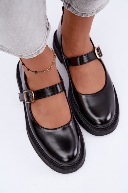 Schwarze Schuhe mit breiten Absätzen Lareine