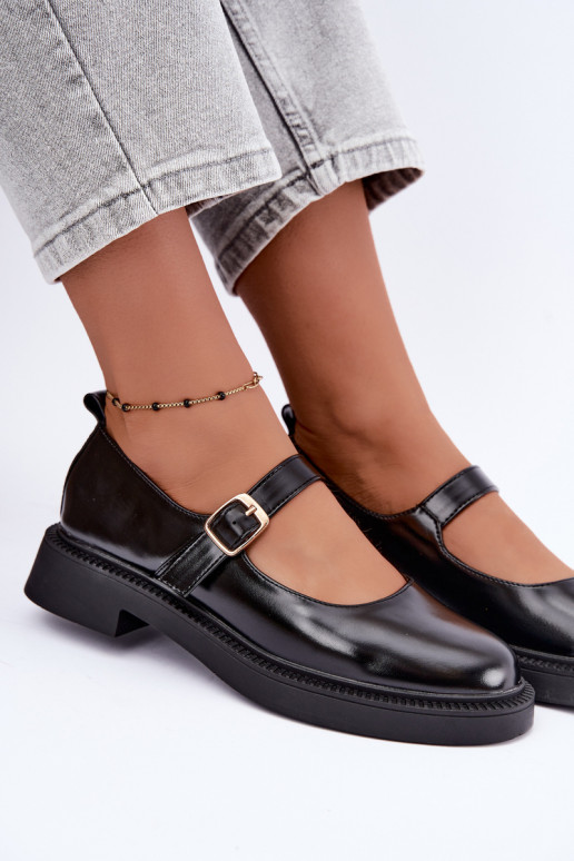 Schwarze Schuhe mit breiten Absätzen Lareine