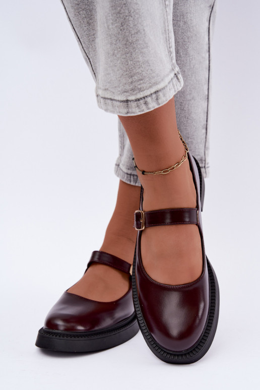Bordeauxfarbene Schuhe mit breiten Absätzen Lareine