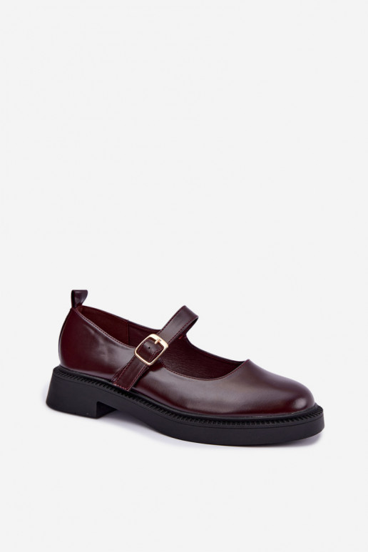 Bordeauxfarbene Schuhe mit breiten Absätzen Lareine