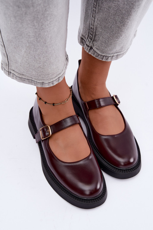 Bordeauxfarbene Schuhe mit breiten Absätzen Lareine