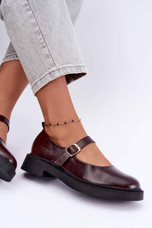 Bordeauxfarbene Schuhe mit breiten Absätzen Lareine