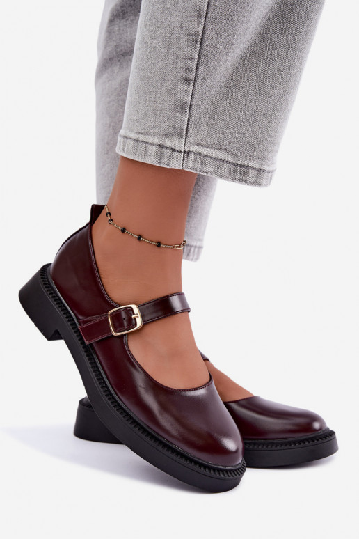 Bordeauxfarbene Schuhe mit breiten Absätzen Lareine