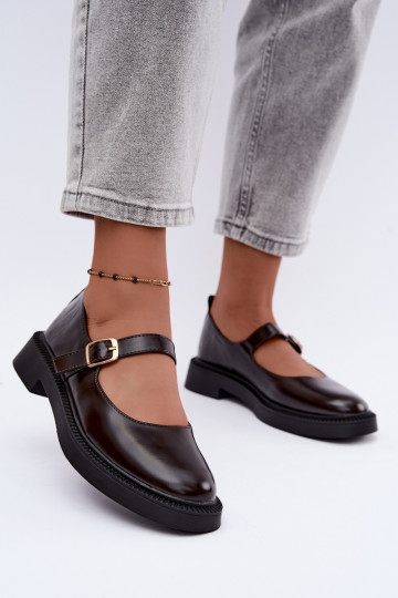Schokoladenfarbene Schuhe mit breiten Absätzen Lareine 2