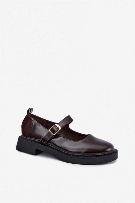 Schokoladenfarbene Schuhe mit breiten Absätzen Lareine