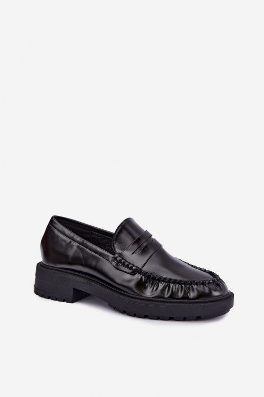 Schwarze Mokassins mit Rüschen Rhosyn