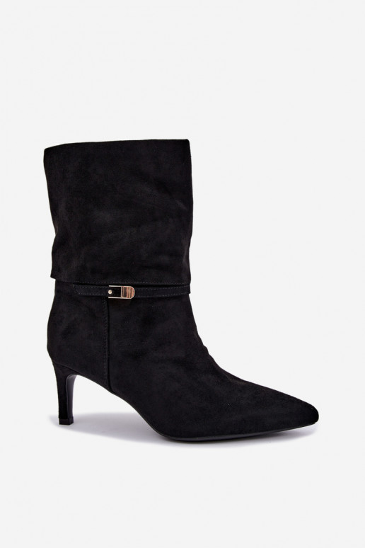 Eponine warme Slipper-Stiefeletten mit dünnen Absätzen in Schwarz