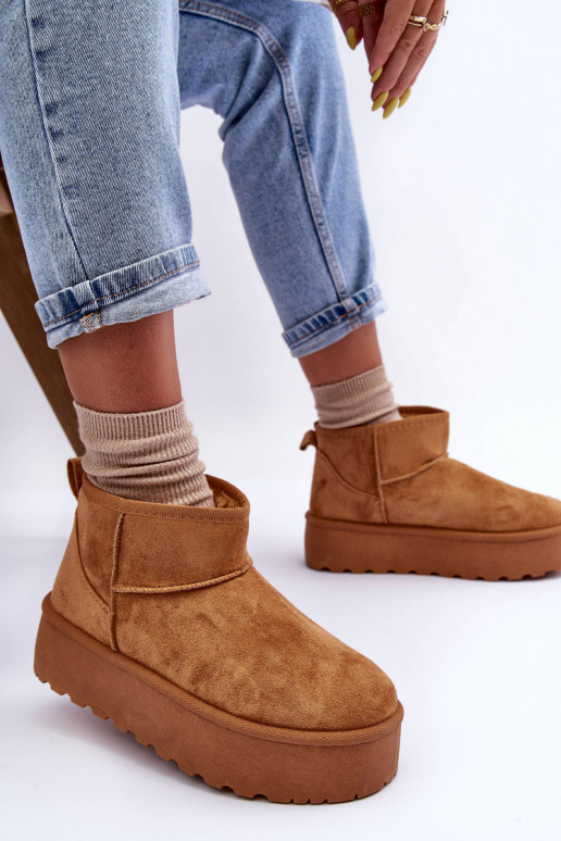 Braune Kunstveloursleder Schneestiefel auf Plattform Corcoran