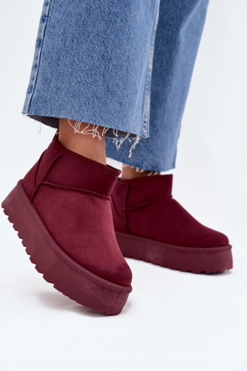 aus INildleder Schneestiefel mit einer Plattform Burgund Corcoran